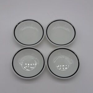 Vintage Pyrex Lot of 4 Green Stripe Small Bowls Dishes Milk Glass #706